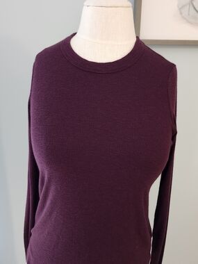 aerie Real Soft Long-Sleeve Crewneck Top in Deep Plum